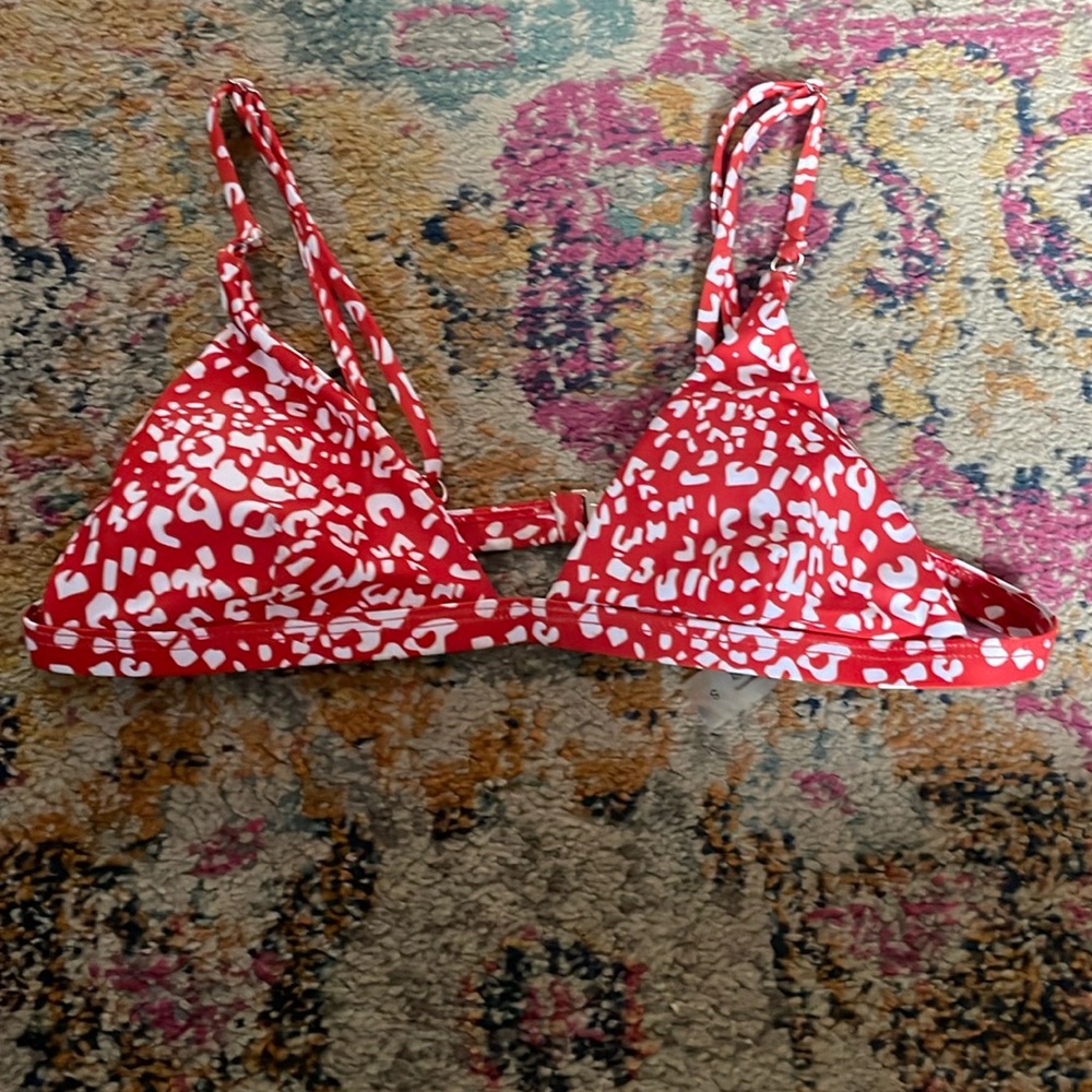 Red and white bikini top
